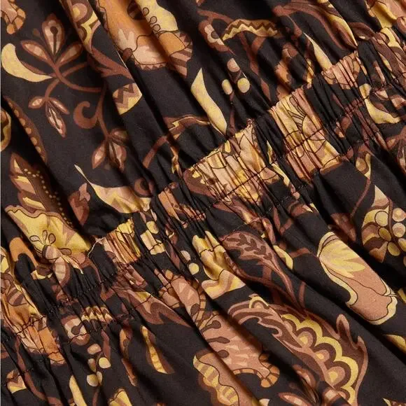 Matteau Puff Sleeve Open Back Orange Floral Maxi Dress - Picture 9 of 13